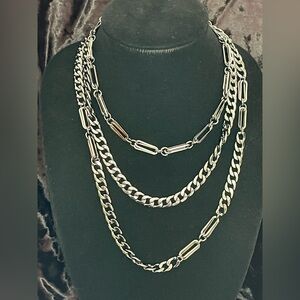 Natasha Gunmetal Layered Chain Necklace